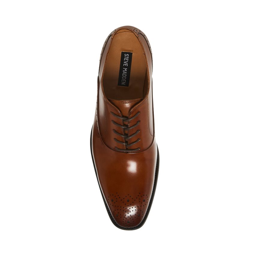 Brown Steve Madden Zate Leather Men's Derby Shoes | PH 7245VLA